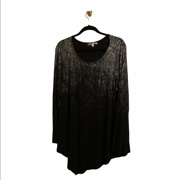 Seven7 Black Silver metallic asymmetrical tunic - Picture 2 of 5